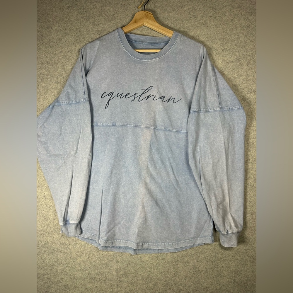 Dapplebay light blue oversized tie dye Womens Long Sleeve Equestrian Horse lover - Picture 11 of 11